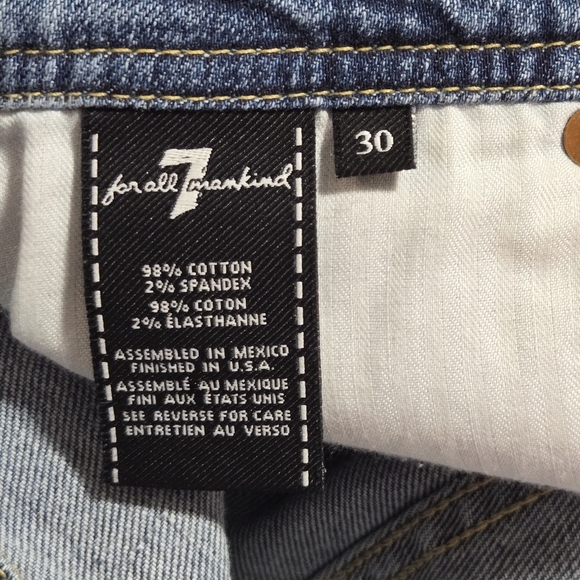 7 For All Mankind Womens High Rise Seam Front Slit Ankle Denim Jeans Size 30 - Picture 9 of 10
